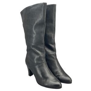 Marko Black Leather 3" Heel Tall Boot Women 8M